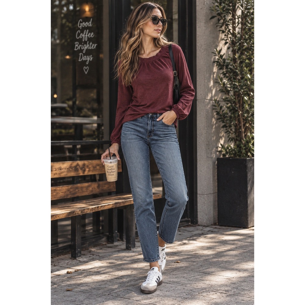 Kimchi Blue Sweater Women Medium Burgundy Boho Coquette Balletcore